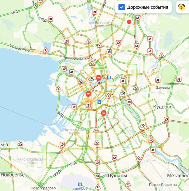    Фото: скриншот сервиса Яндекс.Пробки