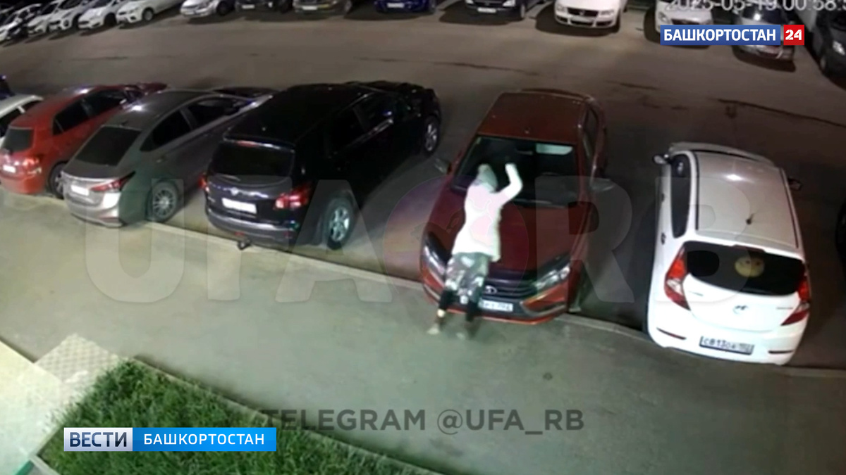    В Уфе женщина набросилась с кулаками на припаркованный автомобиль