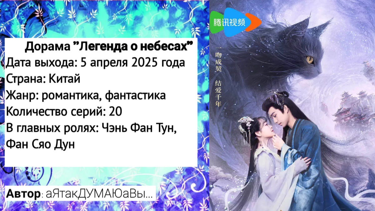 Коллаж создан автором этой статьи. В нем использован постер дорамы "Легенда о небесах" 2025 года. Источник: https://17.doramalive.news/dorama/legenda_o_nebesakh/#photo-1 