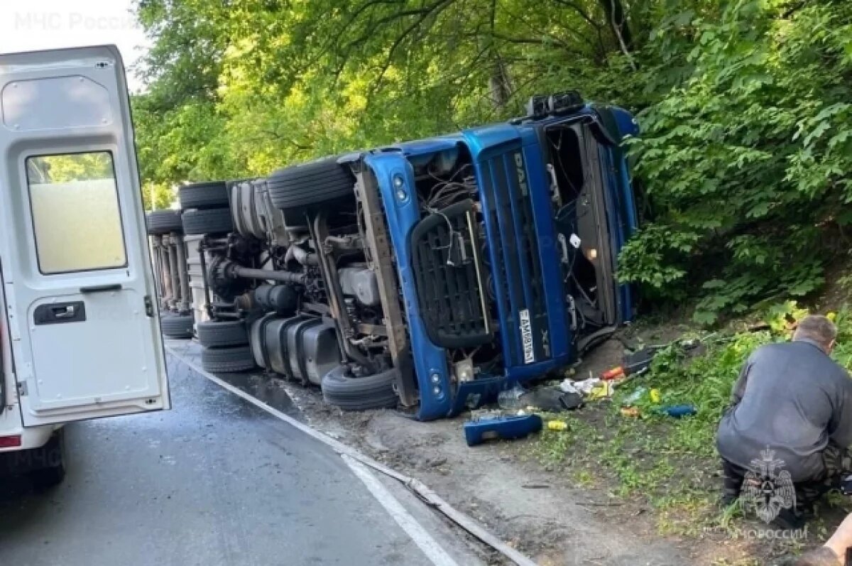    Утром 19 мая на брянской трассе в Трубчевском районе перевернулась фура