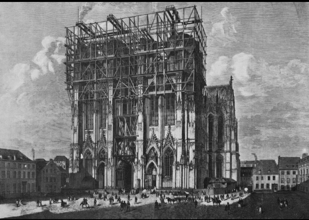 Кëльнский собор на стадии строительства