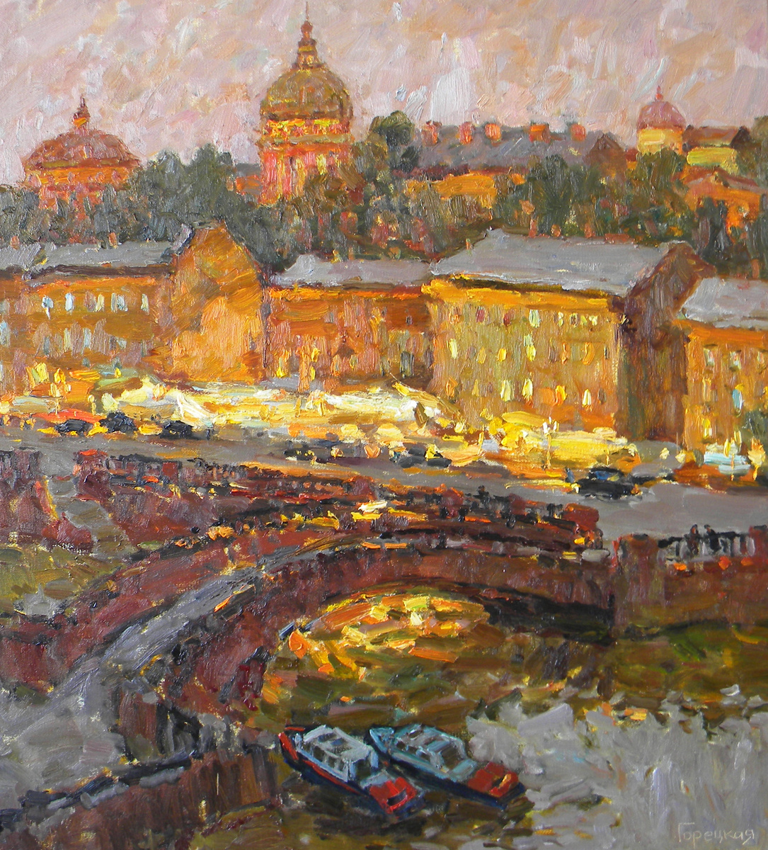 Полина Горецкая "Ночной Питер" 2025 х,м 100х90 