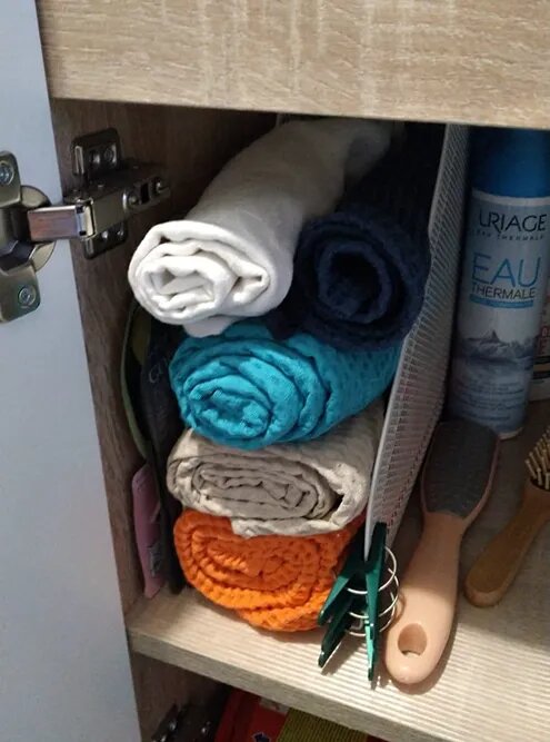 Так могут быть сложены полотенца размером 90 × 120 см