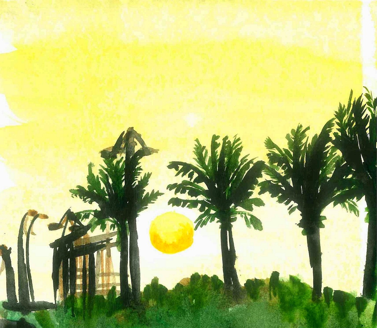 Скетч с фотографии заката, который я запечатлела сначала на фото. 