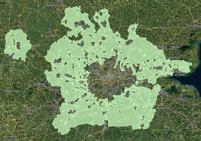 "Зелёный пояс" Лондона. Картинка из открытого источника. 