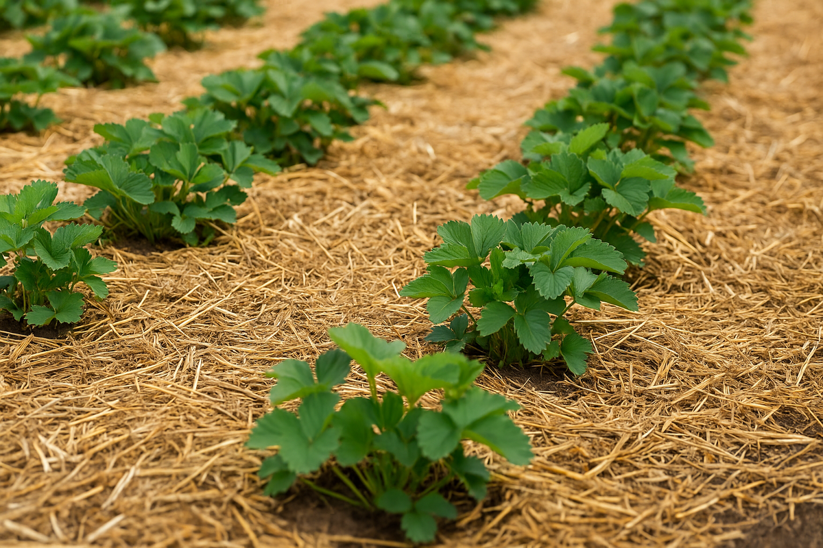 Мульчирование клубники соломой