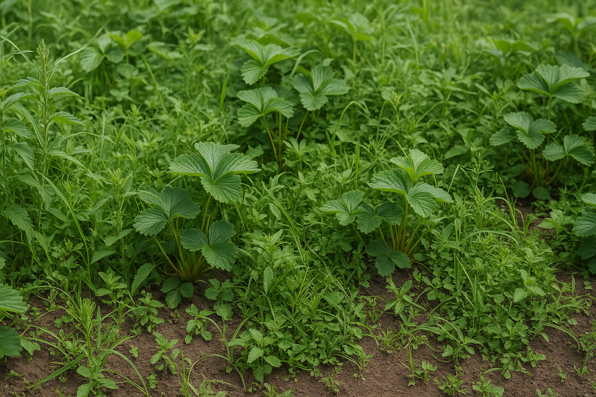 сорняки на клубнике