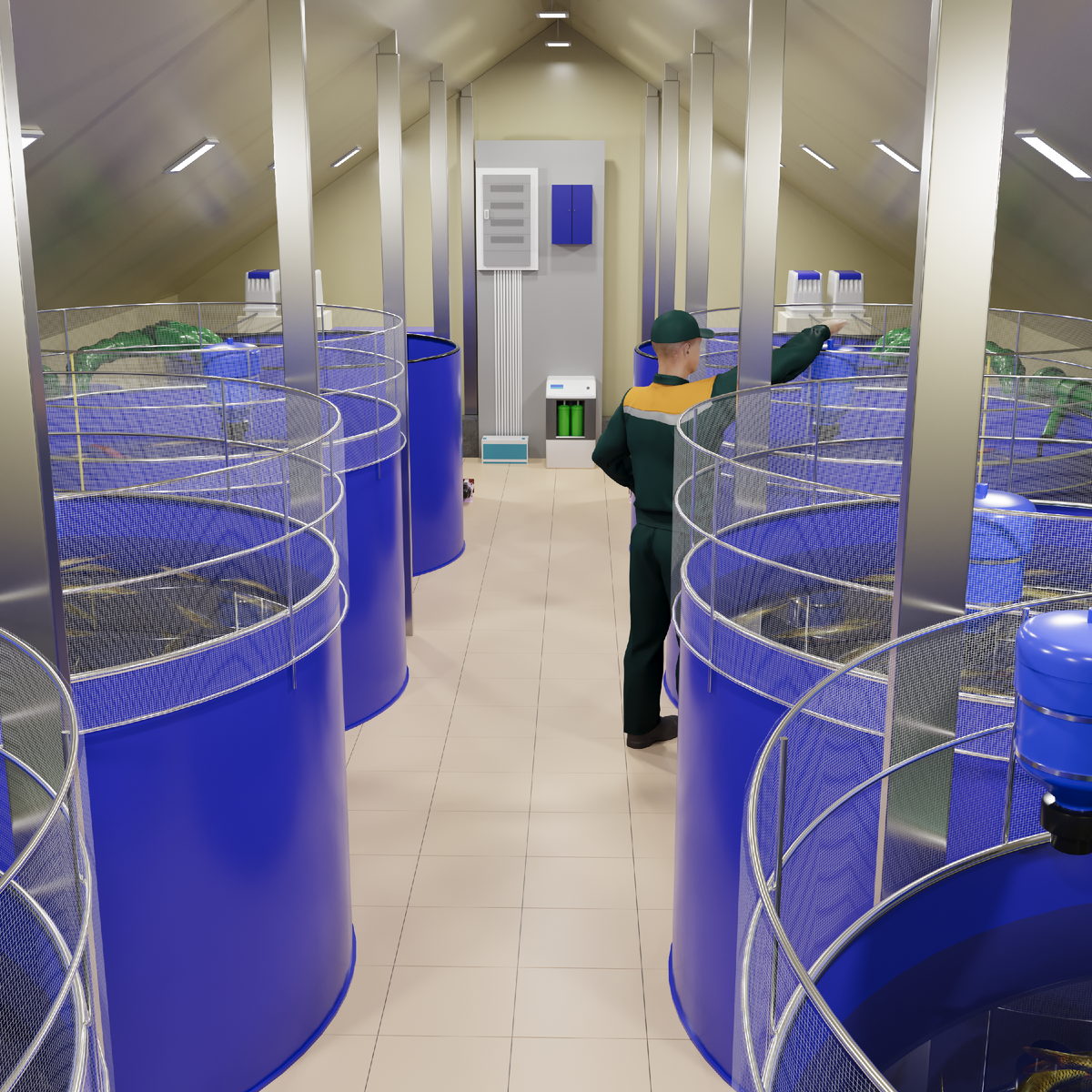 Рыбная ферма на солнечных панелях