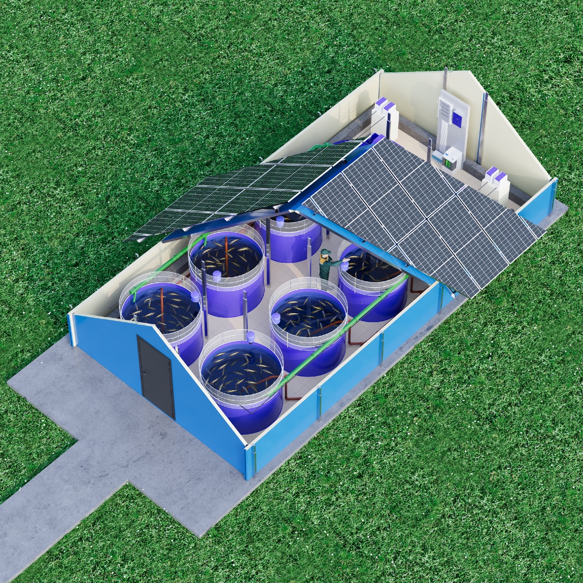 Рыбная ферма на солнечных панелях