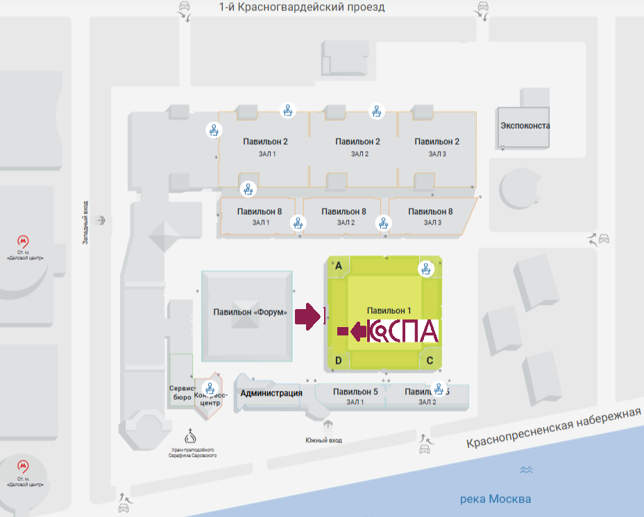 Расположение стенда ООО "КоСПА" на плане Экспоцентра