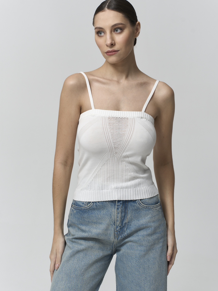 
Топ-бандо из мерсеризированного хлопка на бретелях белый