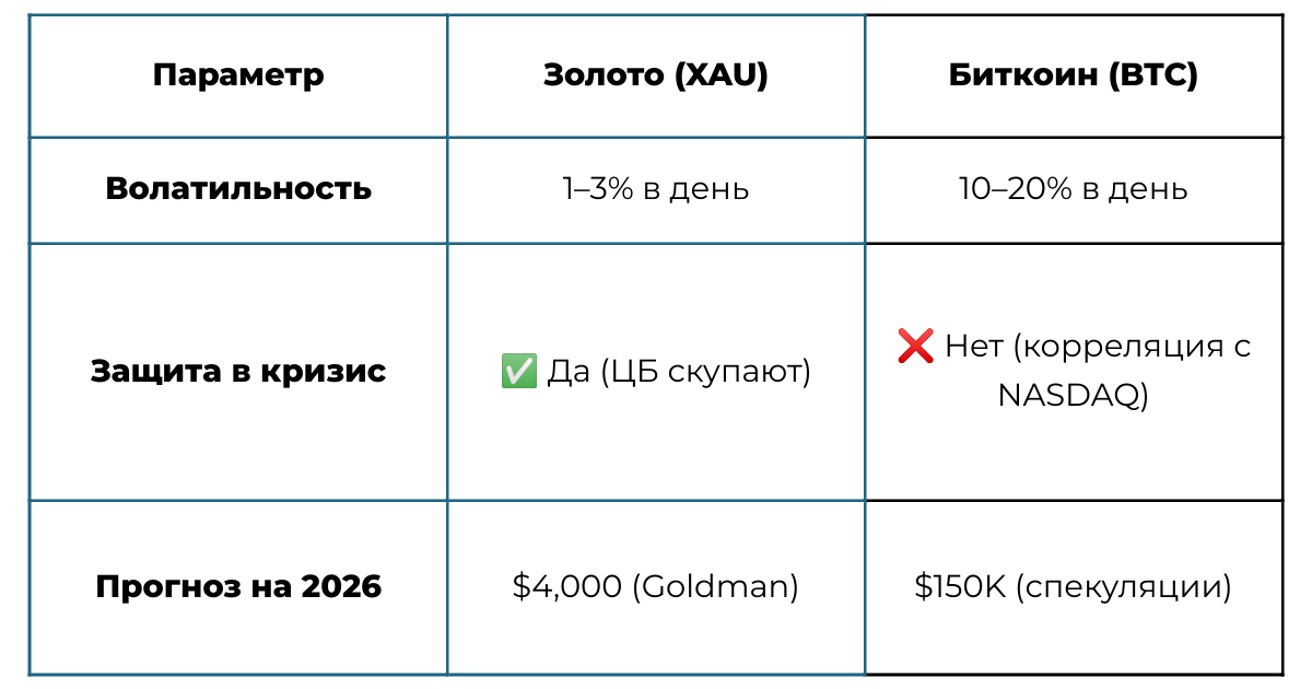 Золото vs Биткоин