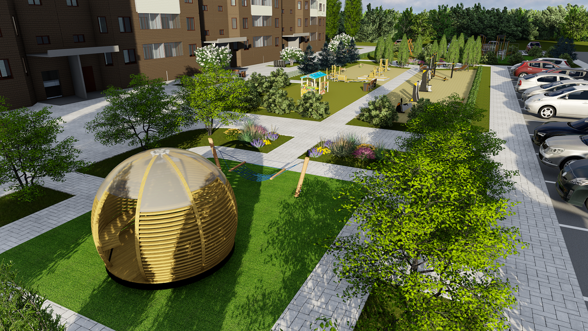 3D-проект придомовой площадки в ЖК Грань г.Казани