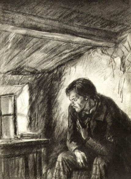 Дементий Шмаринов. Родион Раскольников. Иллюстрация к роману Федора Достоевского «Преступление и наказание» (фрагмент). Изображение: издательство «Речь», 2017 год