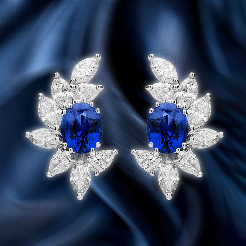 Серьги Mercury Color из белого золота с сапфирами и бриллиантами