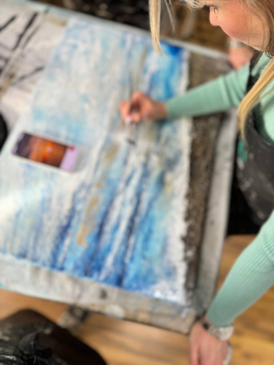 Большая картина с морским берегом своими руками на арт-терапии