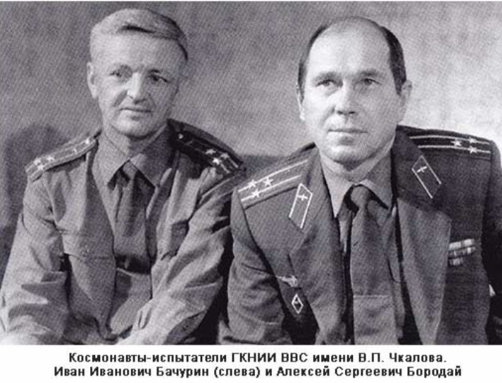 Космонавты-испытатели ГКНИИ ВВС имени В.П.Чкалова Бачу4рин И.И. и Бородай А.С.