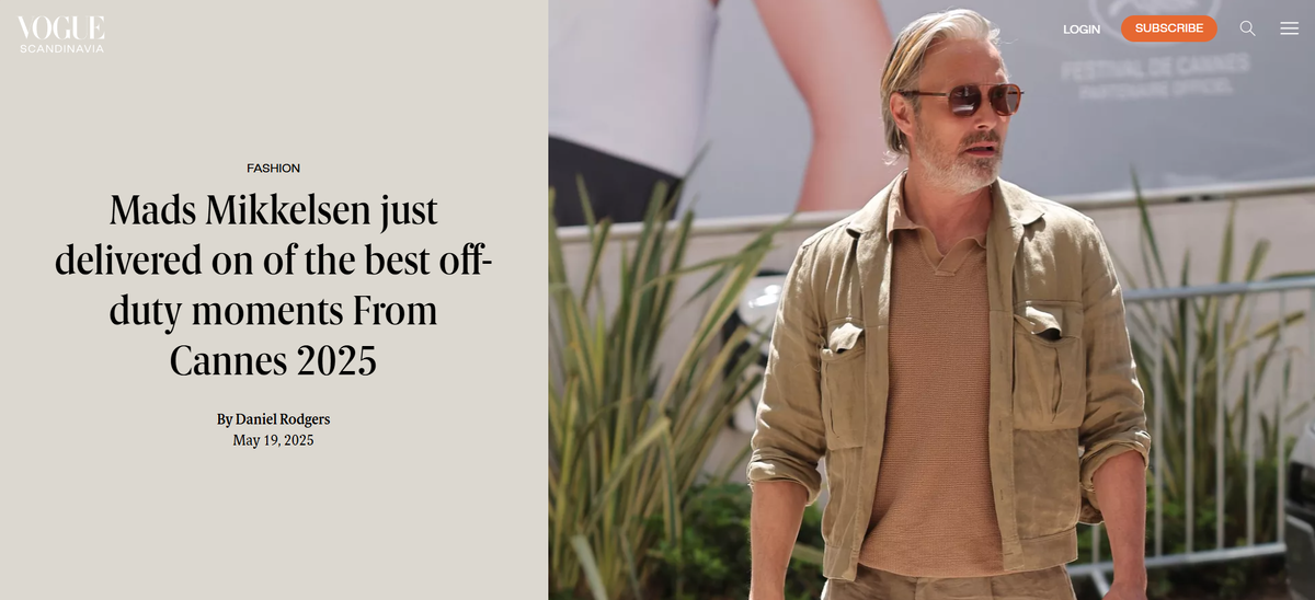 Мадс Миккельсен на Каннах. Скриншот с сайта Vogue