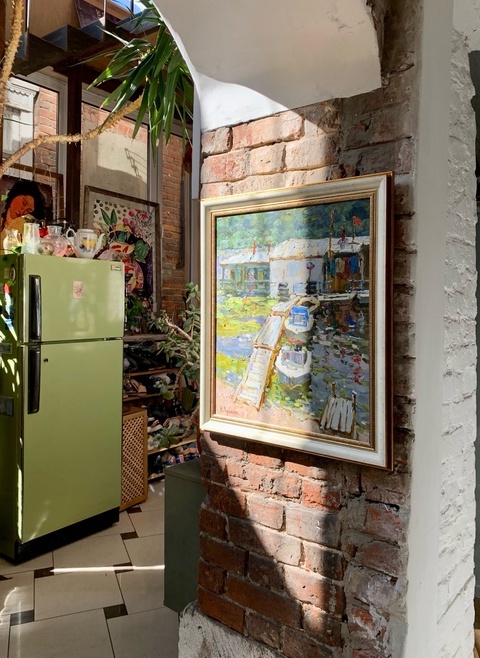 Николай Лукашук "Пристань в Царевщине" 2023 холст, масло 60х50 