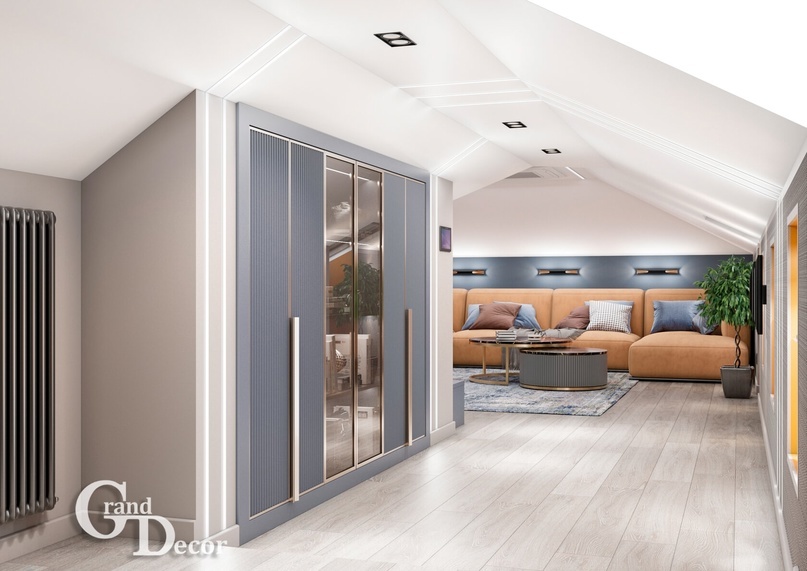 Элегантный встроенный шкаф с вертикальными линиями фрезеровки – секрет визуального преображения вашего дома. Эти изящные линии не просто украшают фасад, они ловко играют с восприятием, зрительно увеличивая высоту потолков и наполняя пространство воздухом. Зеркало во всю высоту шкафа – еще один дизайнерский прием, расширяющий границы комнаты и дарящий ощущение простора и света. Функциональность и стиль в каждой детали.