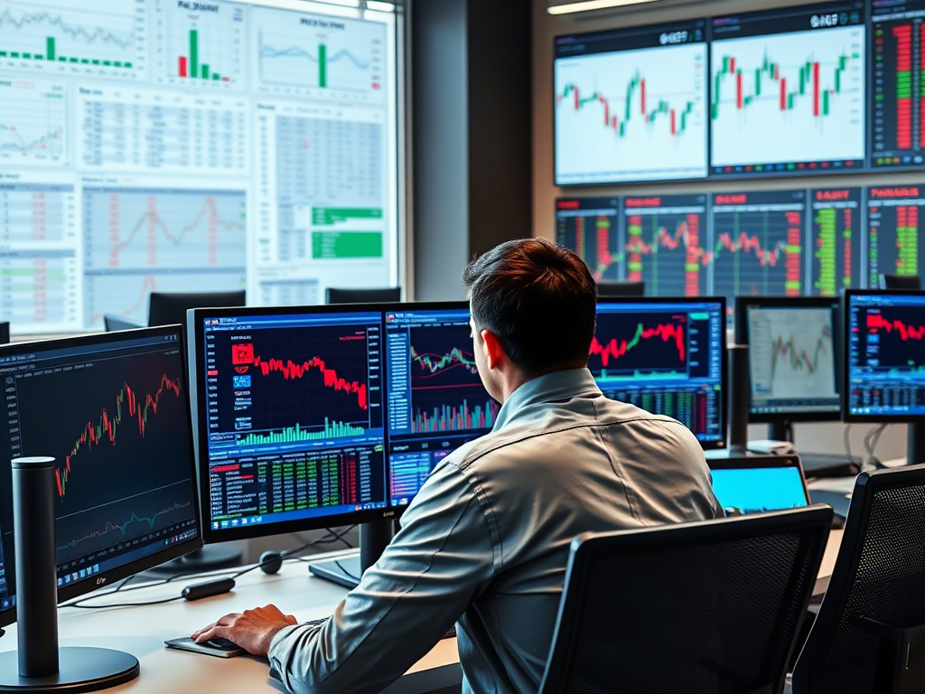 Трейдер торгует акциями.