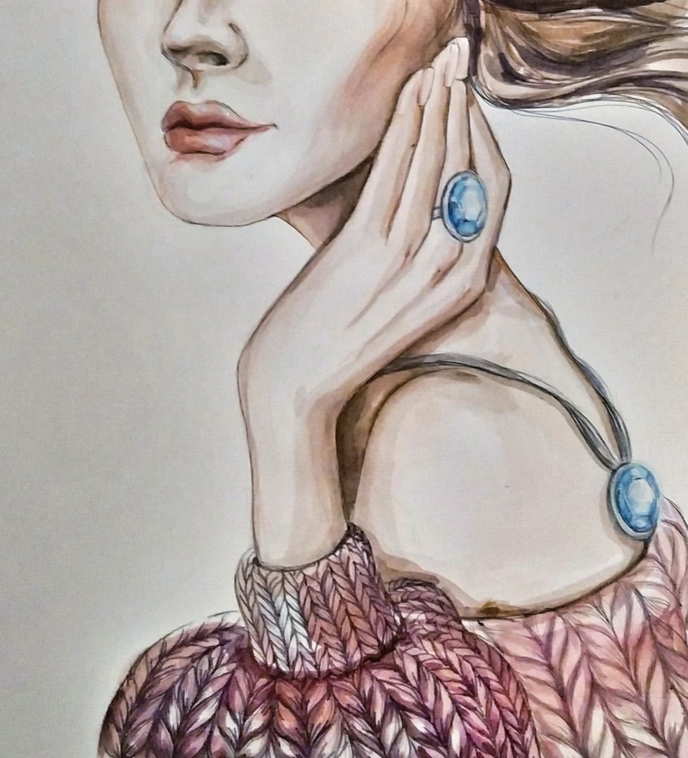 Фэшн-иллюстрация передача вязанного трикотажа