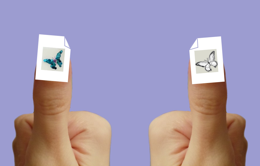 Коллаж. Переводная бабочка для ногтей и шаблон