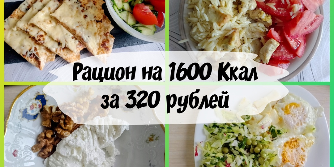 Рацион на 1600 Ккал за 320 руб Худею после 40 на методе тарелки с дефицитом калорий