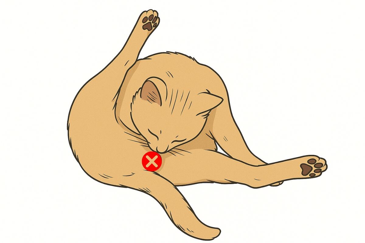 Кошка вылизывается