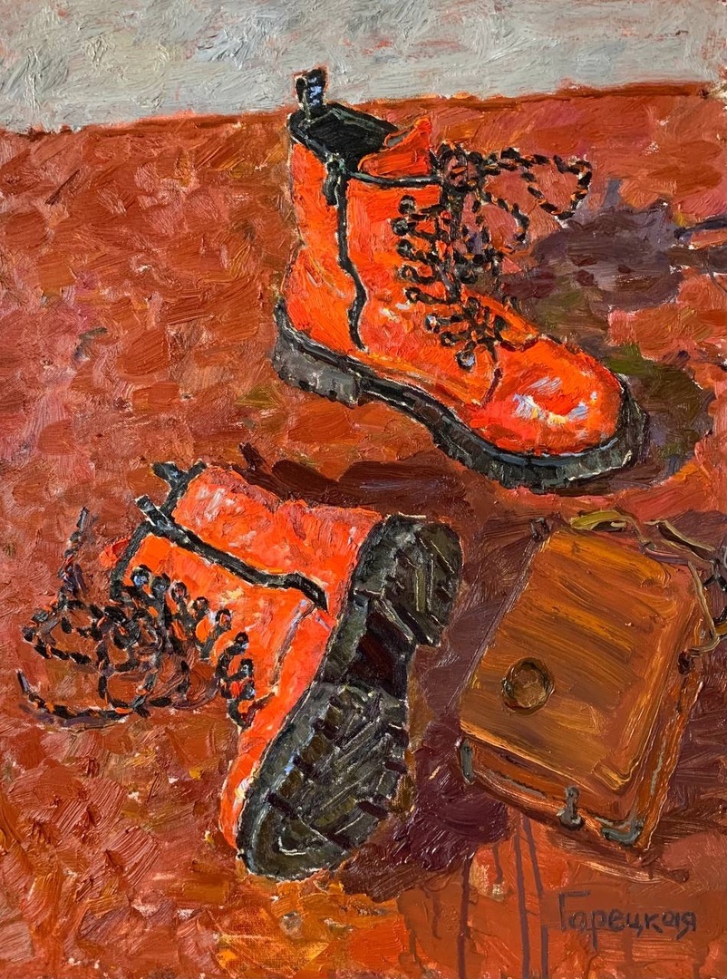 Полина Горецкая "Оранжевые ботинки" 2025 холст, масло 80х60