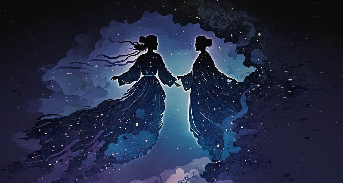 В китайском, японском и корейском фольклоре Вега и Альтаир предстают влюбленными, которых разделяет небесная река — Млечный Путь. В этих культурах считается, что небесная пара может встретиться только раз в году во время традиционного праздника.