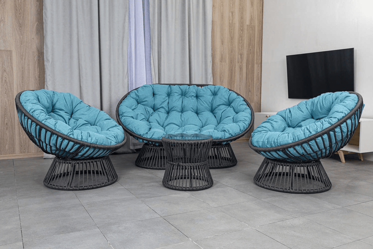 Комплект для отдыха OSTIN шнур диван + 2 кресла + столик Темно-серый