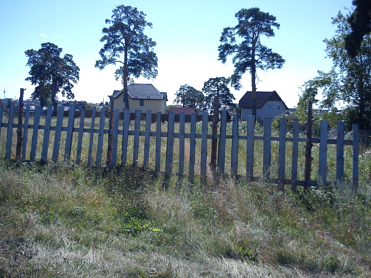 Вот так выглядел наш забор на момент покупки участка. Вид от будущей бани, причем с одной стороны участок был не огорожен совсем. Мы купили горбыль и закрыли периметр забором полностью. Листайте архивные фото