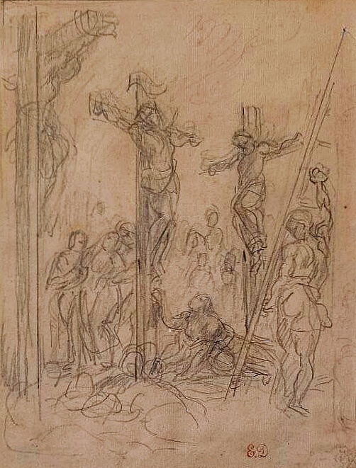 Эжен Делакруа, «Голгофа», 1835, бумага, черный мел