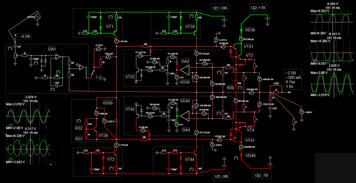 Усилитель для наушников высокого класса, тестовая схема 6-1