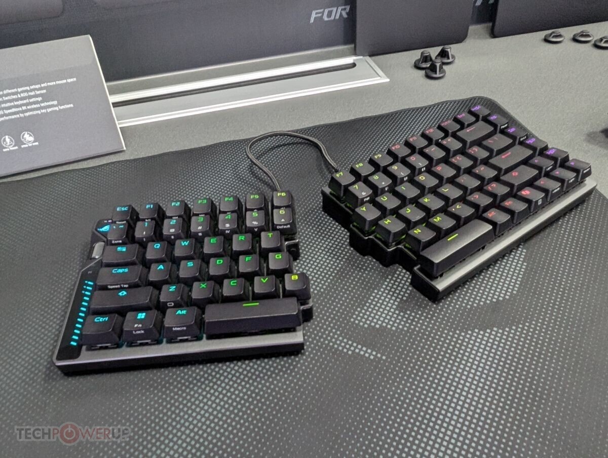    ASUS показала игровую сплит-клавиатуру с новыми магнитными свитчами