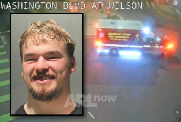   Фото с места событий в Кларендоне, сделанное Алексом Алексеевым и бригадой скорой помощи в начале субботы (предоставлено офисом шерифа округа Арлингтон и дорожной камерой/SafetyVid) описание с ARLnow.