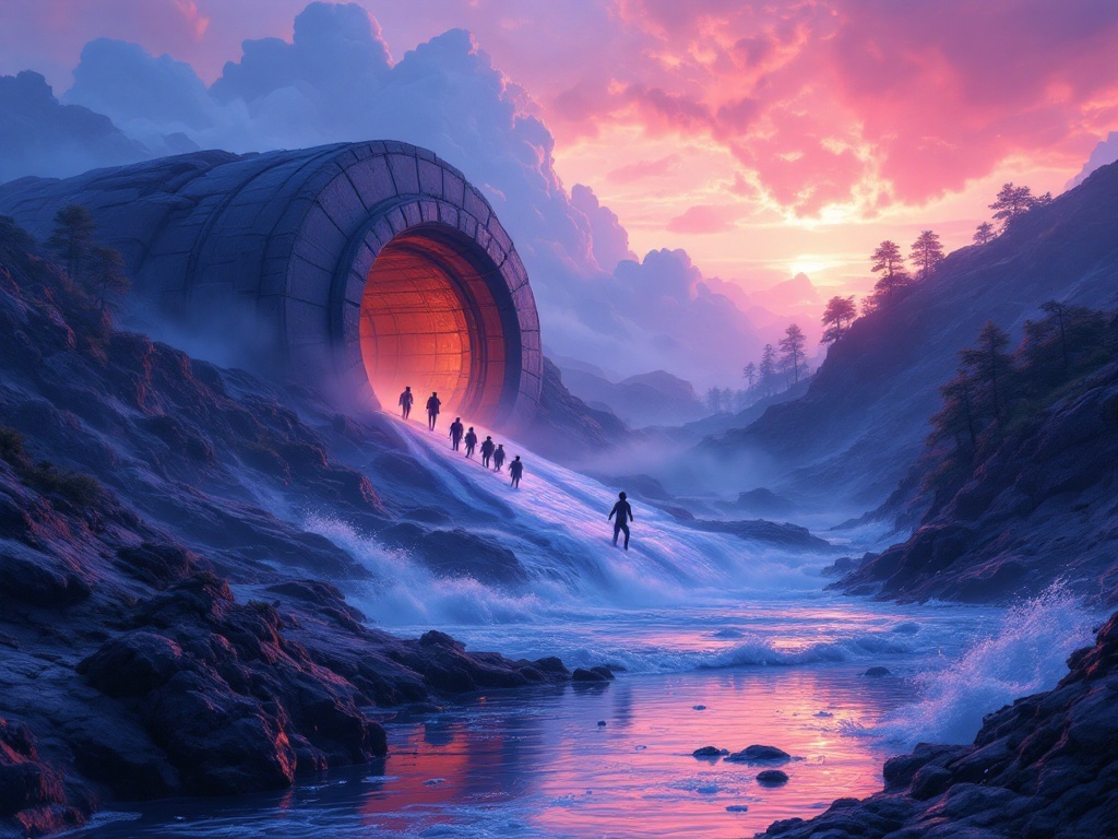    К чему такое снится: На картине изображена группа людей, выходящих из бункера. В главной роли - человек, который бежит перед остальными, смотрит вперед с интересом. Вокруг них вода, одна