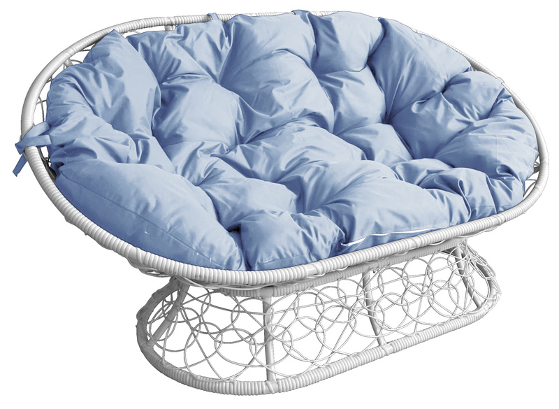 Диван Мамасан с ротангом белый