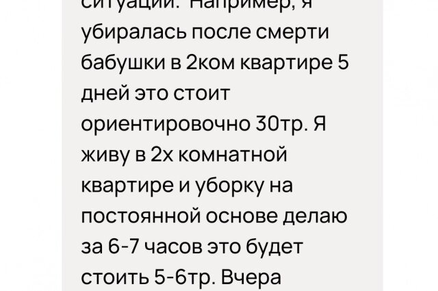    Переписка с клинером. Фото: Скриншот