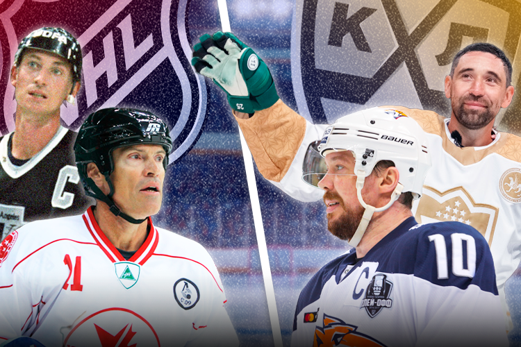    Уэйн Гретцки и Марк Мессье, Данис Зарипов и Сергей Мозякин.   
Фото: globallookpress.com, коллаж: «БИЗНЕС Online»