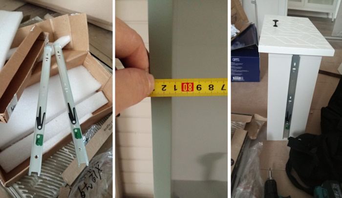 установка направляющих механизмов на ящик