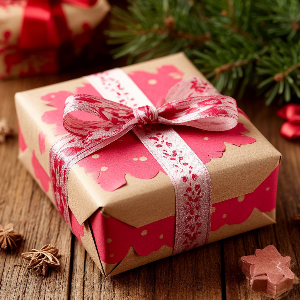 Красивая упаковка подарка из бумажного скотча