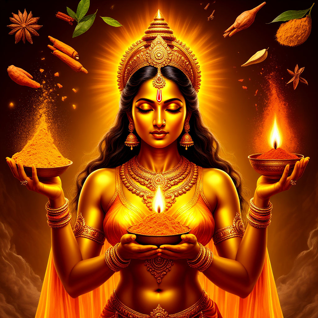 Богиня Лакшми распростёрла свои золотые куркуминовые руки! Древняя легенда и древнее предание сегодня в твоём телефоне!