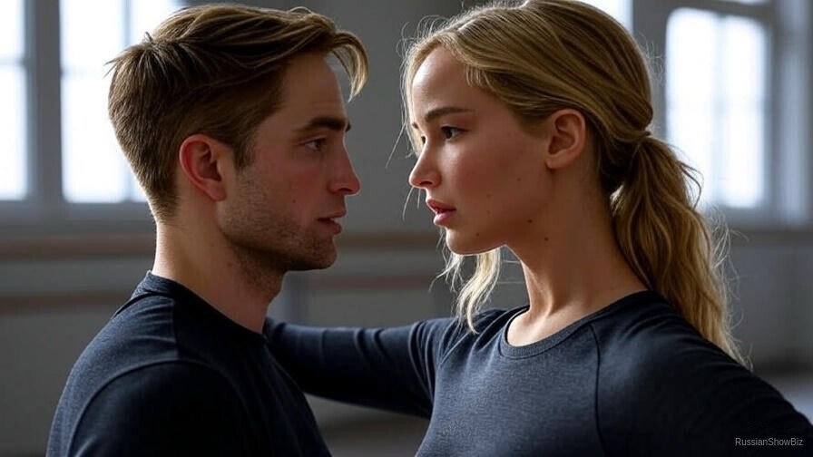    Дженнифер Лоуренс с Робертом Паттинсоном