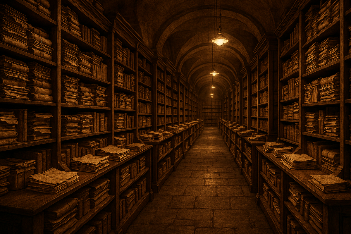 Внутренние залы Апостольского архива Ватикана. Более 85 км документов - и большая часть не оцифрована.