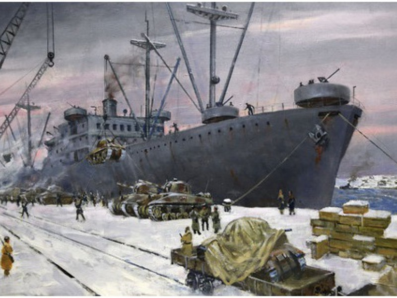 Один из таких транспортов, кто вышел в очередной рейс, следуя программе Ленд-лиза — «Томас Дональдсон». 