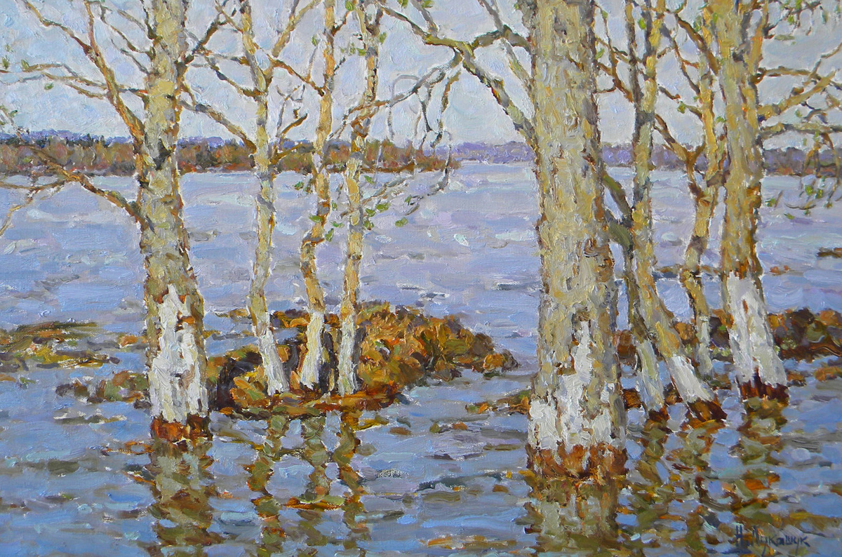 Николай Лукашук "Разлив на Волге" 2023 холст, масло 50х80