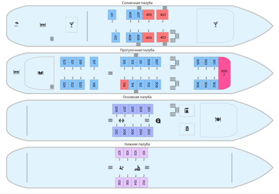 Схема теплохода «Волга Дрим»