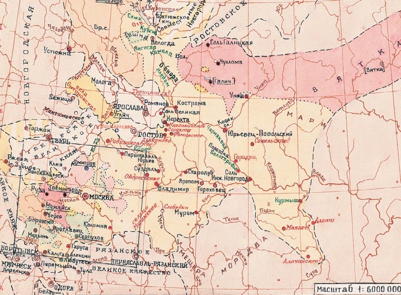 Московская и Владимирская Русь в первой четверти XV века. Белёв в нижнем левом углу.